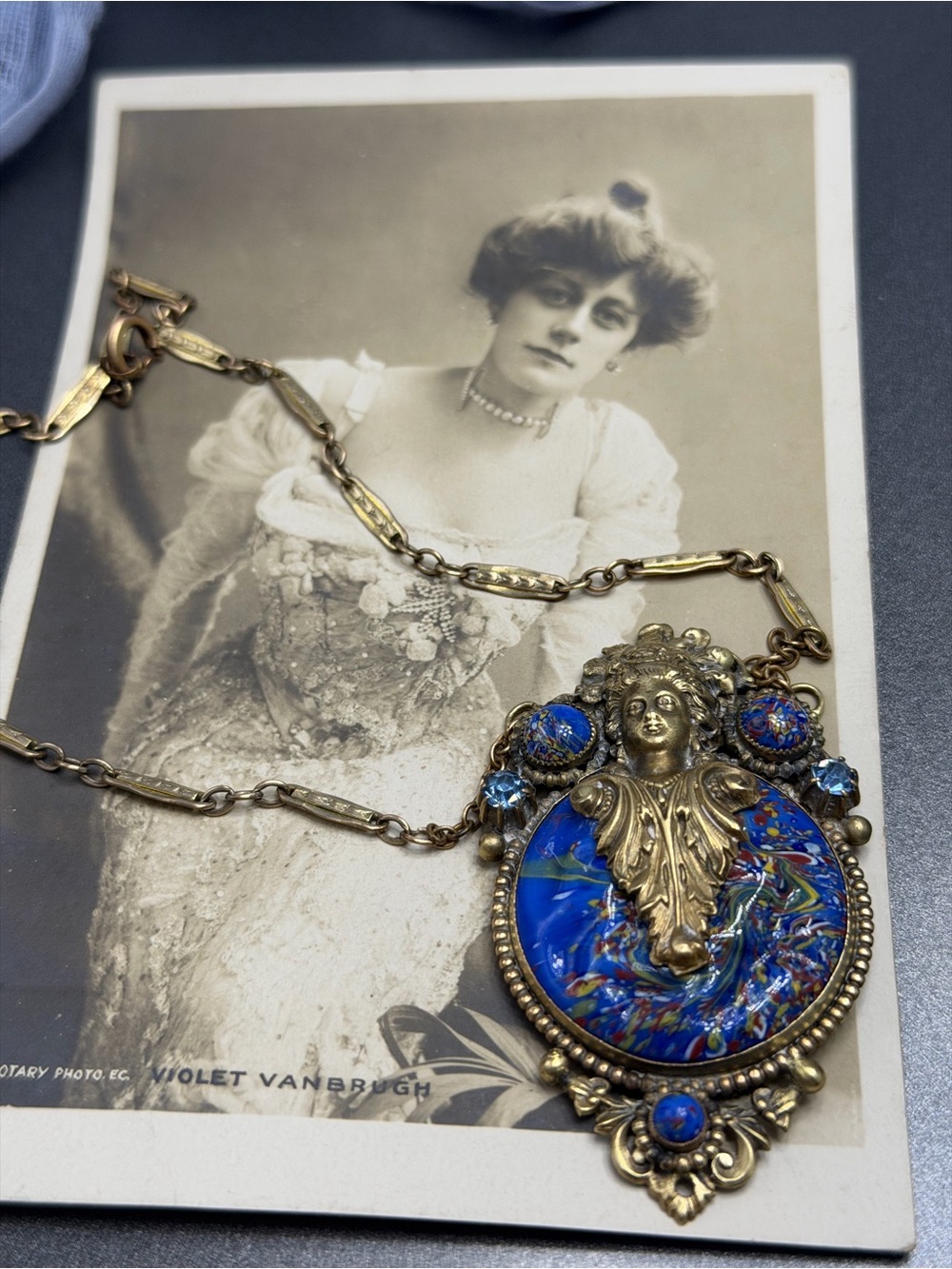 Antique Neiger Brothers Exotic Pendant  Czech Glass  #19un